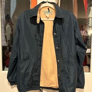 L.L. Bean Women’s Dark Blue Windbreaker with flannel/chamois Lining